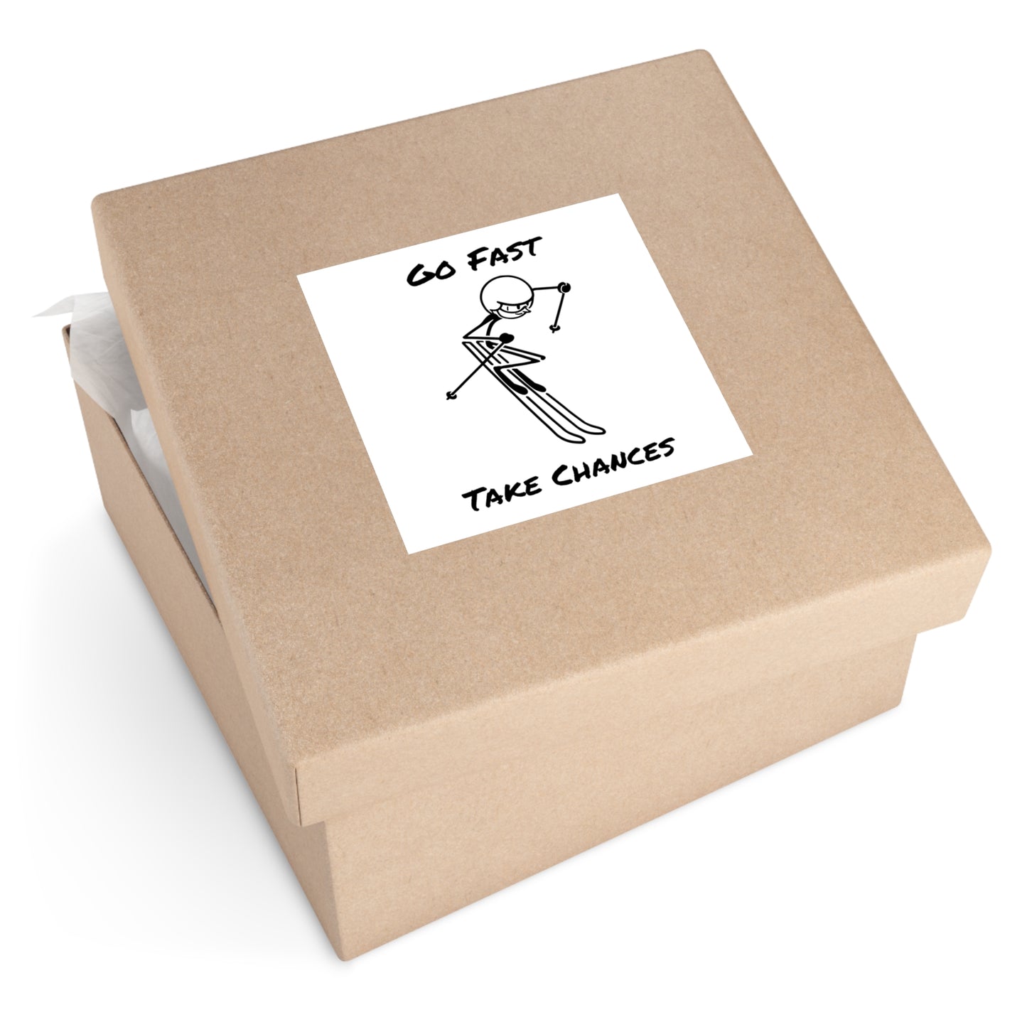 Go Fast Take Chances Square Vinyl Stickers
