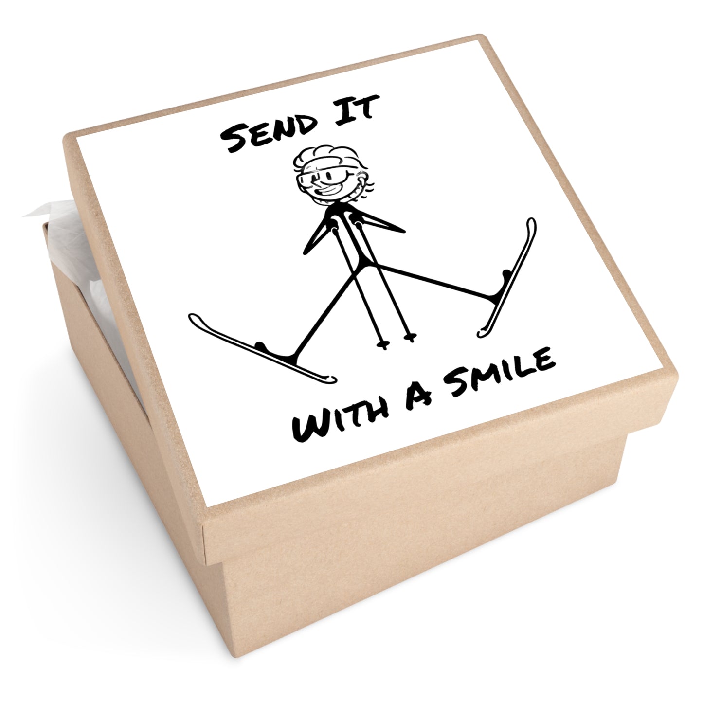 Send It With A Smile Square Vinyl Stickers