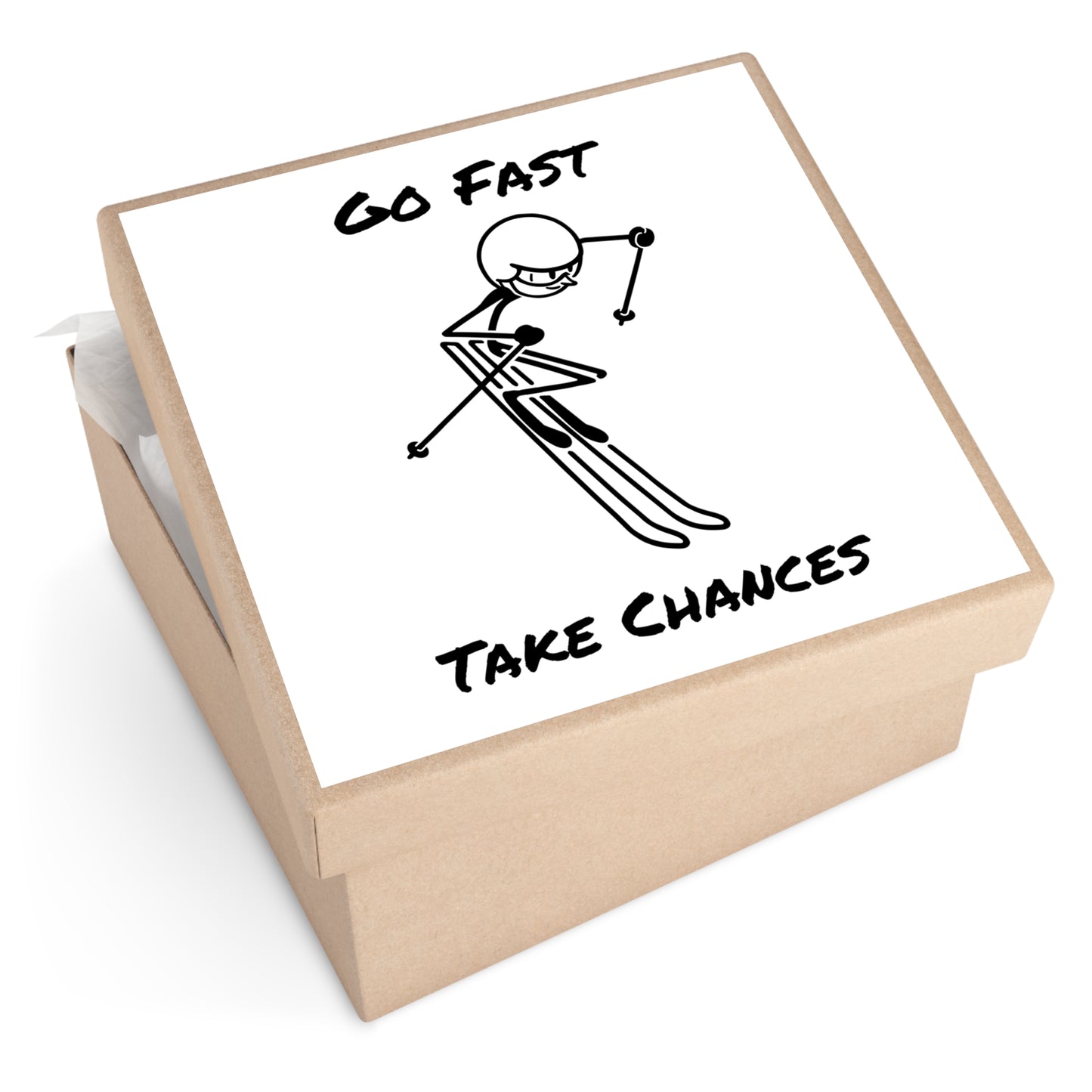 Go Fast Take Chances Square Vinyl Stickers